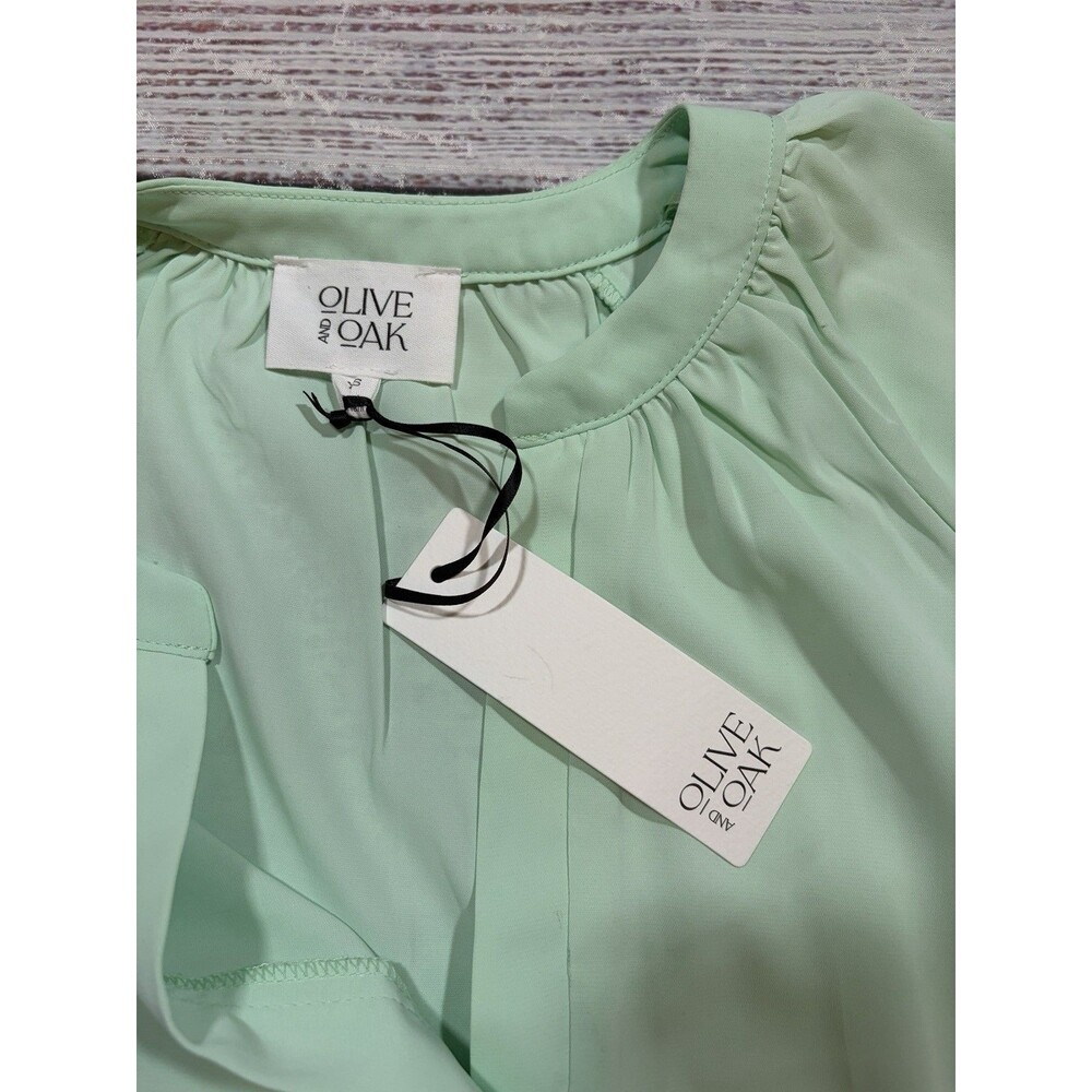 Olive & Oak Mint Green Short Sleeve Blouse X-Small NWT - Picture 3 of 8